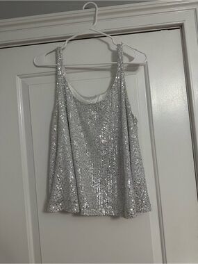 Silver Sequin Tank Top - Women
